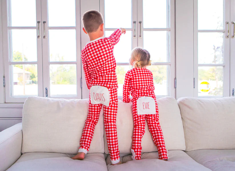 Red Gingham - Buttflap Christmas Pajamas