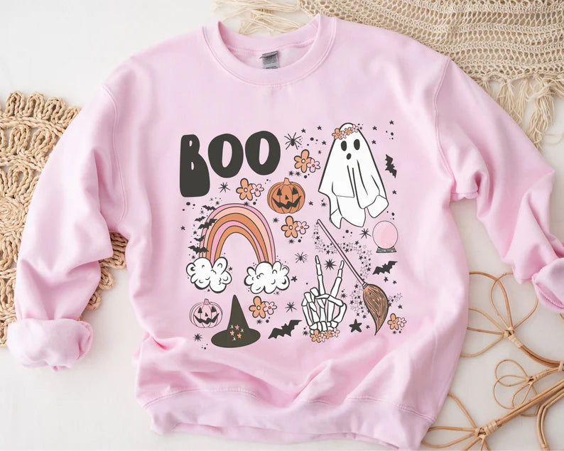 Halloween Boo Ghost Retro Pink
