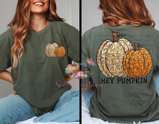 Hey Pumpkin Faux Sequin Fall Shirt