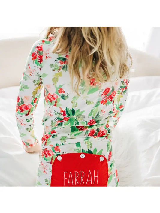 Christmas Floral - Ruffle Buttflap Pajamas